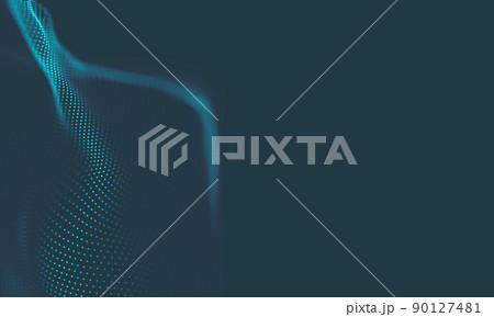Abstract Music background. Big Data Particle Flow Visualisation. Science infographic futuristic illustration. Sound wave. Sound visualization 90127481