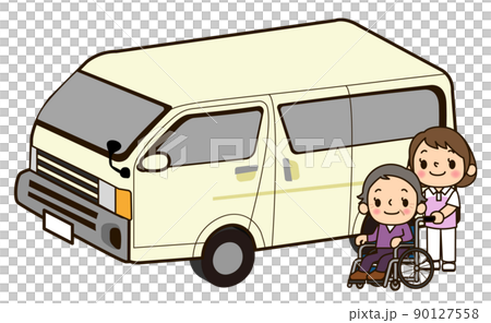 介護士女性　車椅子を押す 90127558