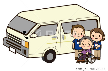 介護士男女 車椅子を押す 介護士男女 車椅子を押す 90128067