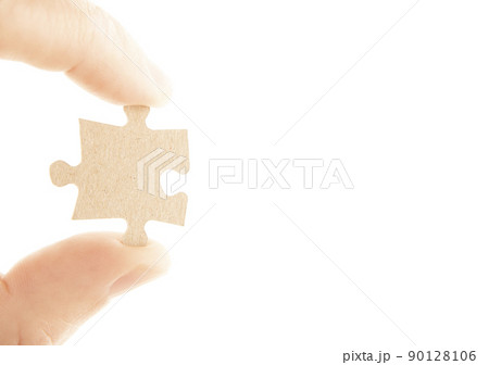 image of paper puzzle element hand white background image of paper puzzle element hand white background 90128106