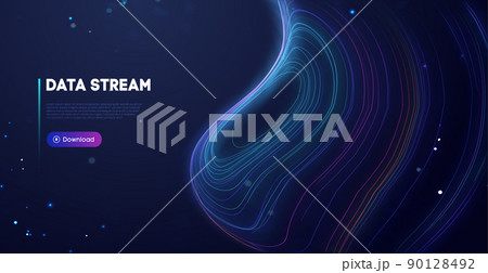 Abstract purple data stream. Abstract digital background cloud technology. Big Data Technology vector illustration. 90128492