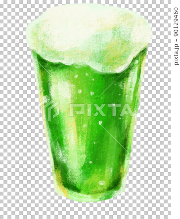 Cold green saint Patrick's day beer with foam alcohol booze drink hand digital painting illustration Cold green saint Patrick's day beer with foam alcohol booze drink hand digital painting illustration 90129460