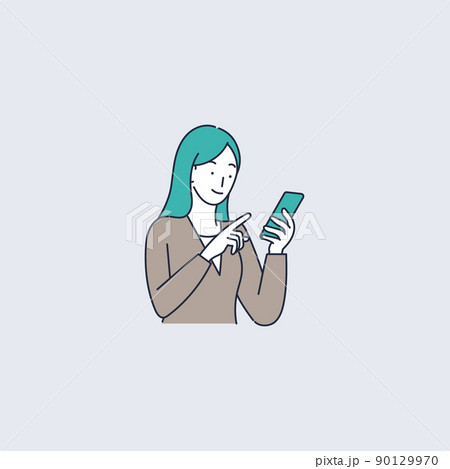 いとも簡単にスマホを操作する女のイラスト素材 いとも簡単にスマホを操作する女のイラスト素材 90129970