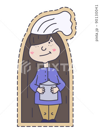 Cute funny chef cook girl character sticker. Cute funny chef cook girl character sticker. 90130041