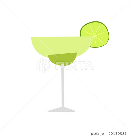 Margarita cocktail with slice of lime realistic vector illustration. Isolated on white background. 90130381