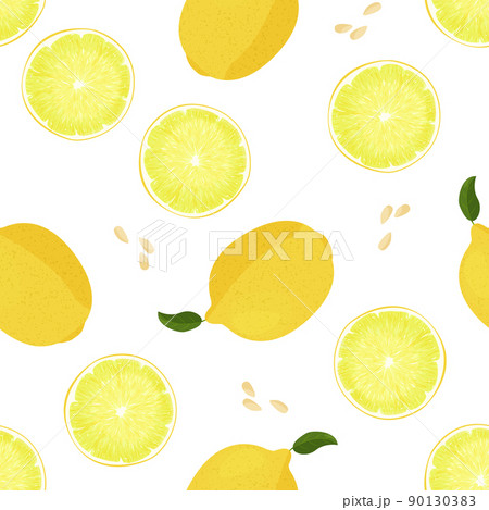 Fresh lemon fruits background. Food simple seamless pattern. 90130383