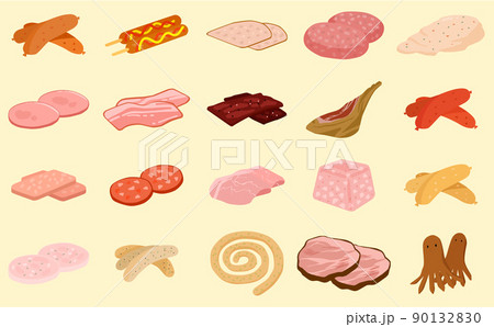 加工肉のセットイラスト 90132830