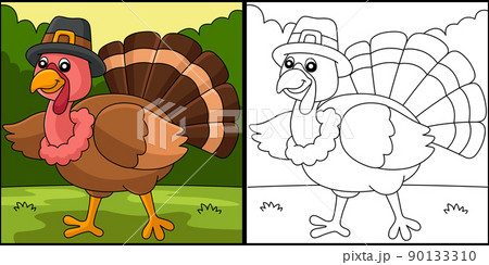 Thanksgiving Turkey Pilgrim Hat Illustration Thanksgiving Turkey Pilgrim Hat Illustration 90133310