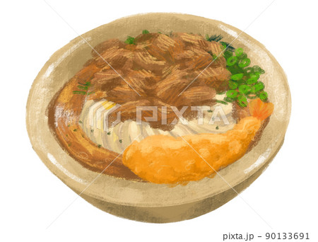Beef tempura udon noodle soup Japanese food illustration hand drawing art Beef tempura udon noodle soup Japanese food illustration hand drawing art 90133691