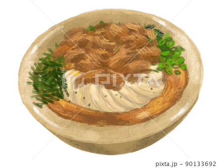 Beef udon noodle soup Japanese food illustration hand drawing art Beef udon noodle soup Japanese food illustration hand drawing art 90133692