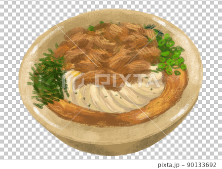 Beef udon noodle soup Japanese food illustration hand drawing art Beef udon noodle soup Japanese food illustration hand drawing art 90133692