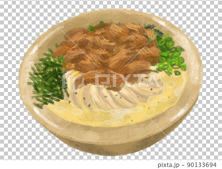 Beef udon noodle soup Japanese food illustration  hand drawing art 90133694