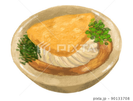 Sweet tofu inari udon noodle soup Japanese food illustration  hand drawing art 90133708