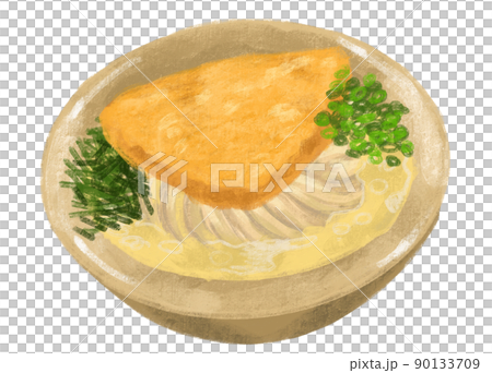 Sweet tofu inari udon noodle soup Japanese food illustration  hand drawing art 90133709