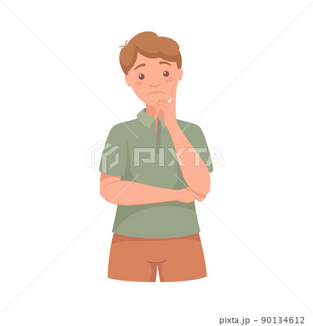 Pensive Man Character Scratching Head Thinking and Considering Something Vector Illustration Pensive Man Character Scratching Head Thinking and Considering Something Vector Illustration 90134612