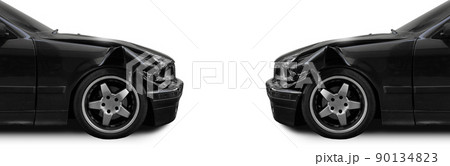 Car crash accident isolated on white background. Broken headlight. Car crash accident isolated on white background. Broken headlight. 90134823