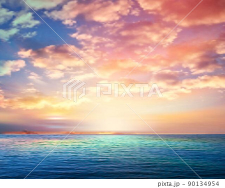 pink sky and sea background 90134954