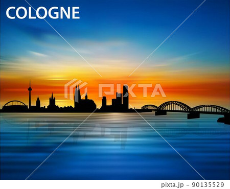 The silhouette of Cologne city on the sunset The silhouette of Cologne city on the sunset 90135529