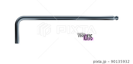 Realistic Dark Hex or inbus key, metal tool isolated on white background. Vector illustration. Realistic Dark Hex or inbus key, metal tool isolated on white background. Vector illustration. 90135932