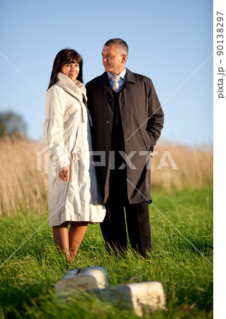 adult man and woman outdoors adult man and woman outdoors 90138297
