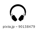Silhouette of headphones isolated on white background, illustration 90138479