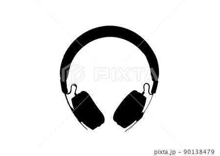 Silhouette of headphones isolated on white background, illustration 90138479