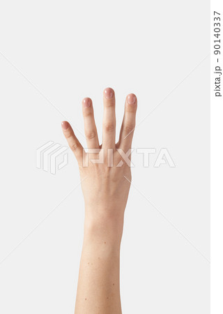 Outer hand counting on fingers, four. Outer hand counting on fingers, four. 90140337