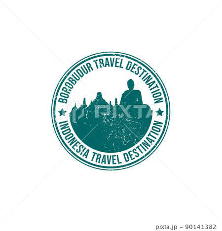 Borobudur travel destination written inside the stamp 90141382