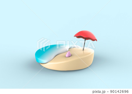 海とパラソルの夏イメージ 90142696