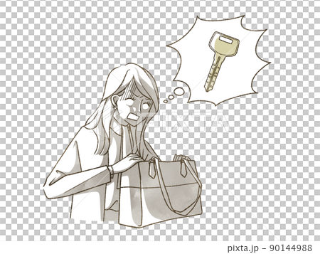 Woman who lost the key - Stock Illustration [90144988] - PIXTA