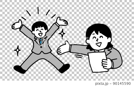 スーツを着た若い女性に推薦・採用・選ばれるスーツを着た若い男性(シンプル) スーツを着た若い女性に推薦・採用・選ばれるスーツを着た若い男性(シンプル) 90145590
