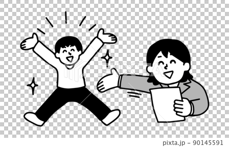 スーツを着た若い女性に推薦・採用・選ばれる私服の若い男性(シンプル) スーツを着た若い女性に推薦・採用・選ばれる私服の若い男性(シンプル) 90145591