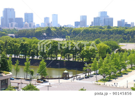 皇居二重橋正門石橋、桜田門と国会議事堂 東京都千代田区千代田 皇居二重橋正門石橋、桜田門と国会議事堂 東京都千代田区千代田 90145856