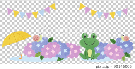 Frame illustration material of hydrangea and frog on rainy season Frame illustration material of hydrangea and frog on rainy season 90146006
