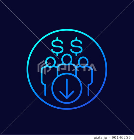 Reduce Labor Costs Icon With Workers Line Vector Pixta