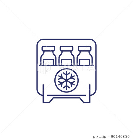 vaccine in storage, fridge line icon vaccine in storage, fridge line icon 90146356