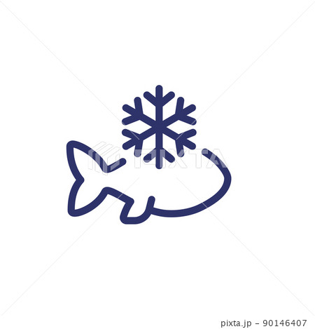 frozen fish line icon on white 90146407