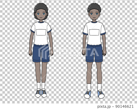 穿著運動服的黑人男女的插圖 穿著運動服的黑人男女的插圖 90146621