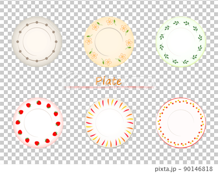 Illustration set of colorful and cute plates Illustration set of colorful and cute plates 90146818