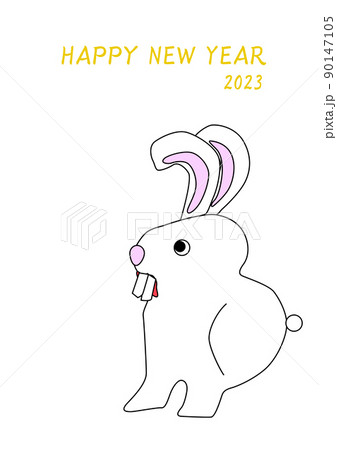 出っ歯が印象的なうさぎの新年 90147105