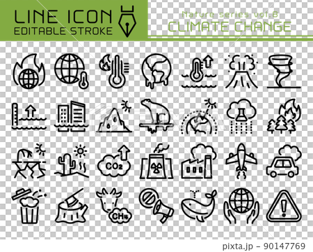 Line icon Nature series vol.8 Climate change Global warming 90147769