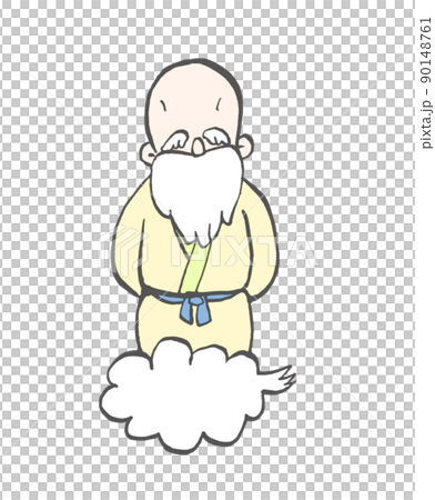 神話に出そうな雲に乗った神様のイラスト 90148761