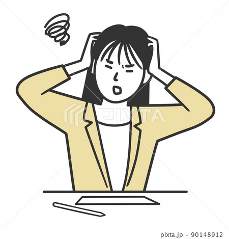 書類作成に限界を感じる女性 90148912