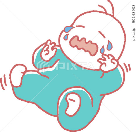 泣きぐずる赤ちゃんのイラストのイラスト素材
