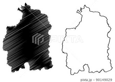 Moga district (Punjab State, Republic of India) map vector illustration, scribble sketch Moga map 90149029