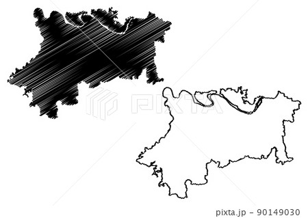 Mirzapur district (Uttar Pradesh State, Republic of India) map vector illustration, scribble sketch Mirzapur map 90149030