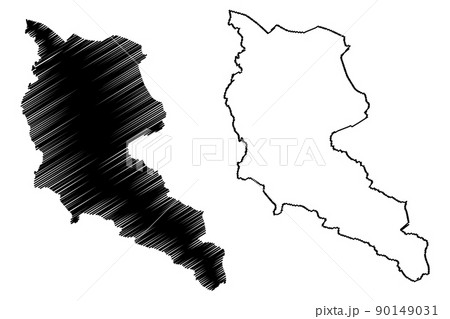 Mirpur district (Jammu and Kashmir union territory, Republic of India, Islamic Republic of Pakistan) map vector illustration, scribble sketch Mirpur map 90149031
