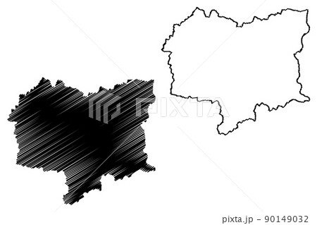 Meerut district (Uttar Pradesh State, Republic of India) map vector illustration, scribble sketch Meerut map 90149032