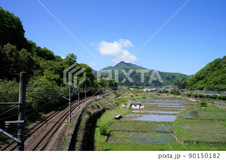 中央本線と鶴ヶ鳥屋山【山梨県大月市初狩】 90150182