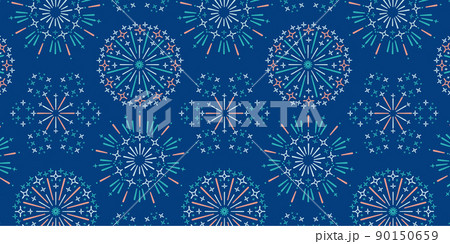 レトロな花火柄 背景イラスト レトロな花火柄 背景イラスト 90150659